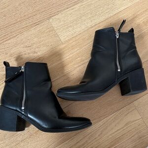 H&M Women’s Black Leather Ankle Boots with Side Zip